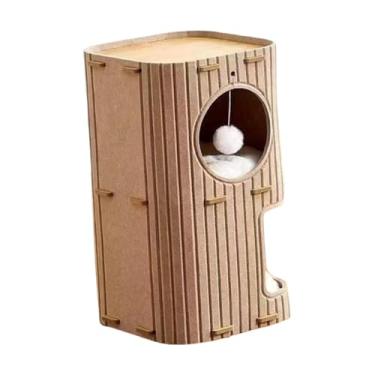 Imagem de Ｂｅｓｇａ Cama para gatos de 2 andares, caverna, casa para gatos, cabana, resistente a arranhões, cama fechada, túnel coberto, condomínio para vários gatos, Camelo