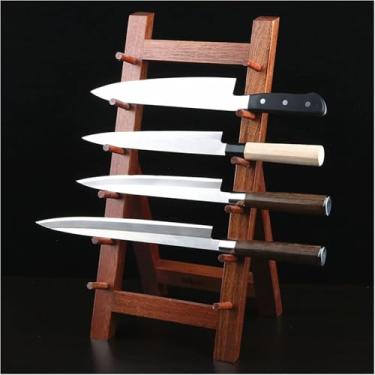Imagem de Suporte De Bloco De Kife De Madeira Estilo Japaese Keluis, Sapele Kife Orgaizer Display Stad, Rack De Kife De Bife De Sushi Sashimi