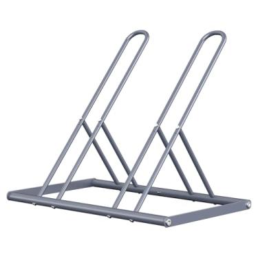 Imagem de melos Suporte de bicicleta de chão, suporte de bicicleta para garagem, suporte de bicicleta externo para piso de montanha, resistente para garagem de bicicleta, 2 suportes de bicicleta para casa