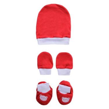 Imagem de Kit 03 Peças Touca Luva Sapatinho Maternidade Bebê Suedine Algodão Toq