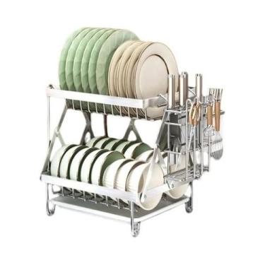 Imagem de Escorredor De Louça Dobrável De Aço Inoxidável, Organizador Multifunci