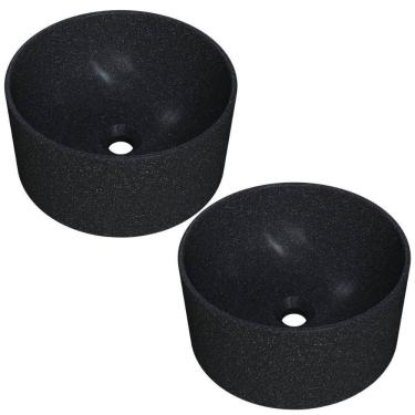 Imagem de Kit 02 Cubas De Apoio Redonda Para Banheiro Lavabo C01 Bl30w Preto Granit Matte - Lyam