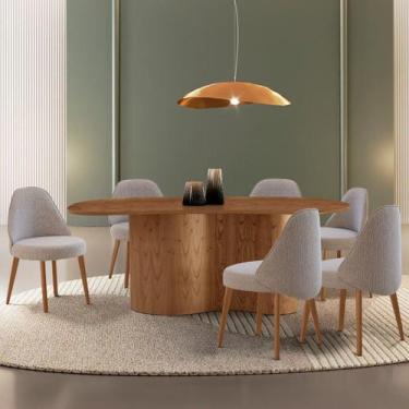 Imagem de Mesa de Jantar 180cm X 80cm Madeira Tampo Laminado Orgânico com 6 Cade