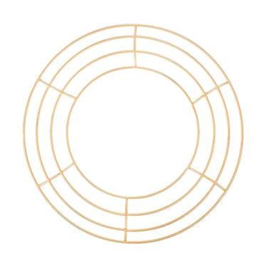 Imagem de Fancyes Quadro de guirlanda de arame, anéis de guirlanda, suprimentos para fazer guirlanda de flores de ferro, aro de guirlanda para festa de ação de graças, Ouro 40cm