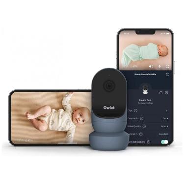 Imagem de Babá Eletrônica Câmera Inteligente HD com Visão Noturna, Zoom 4X e Sensor de Movimento e Choro, 110V, Owlet, Azul