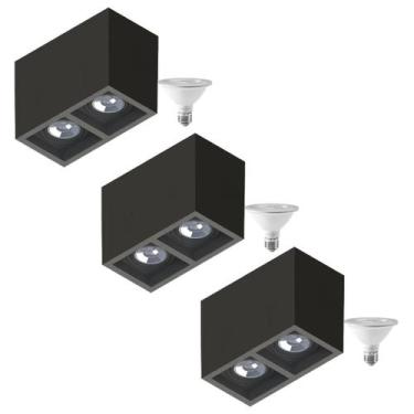 Imagem de 3 Plafon Sobrepr Recuo PAR30 + 2 Lâmpada LED 10W 6500K E27 - SAVE ENER