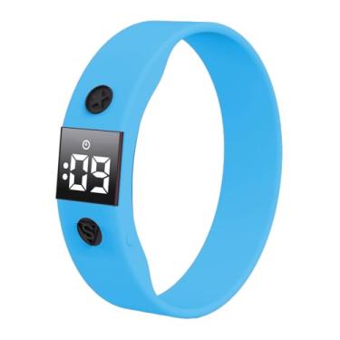 Imagem de e-vibra Relógio despertador vibratório resistente à água com lembrete médico silencioso – com temporizador e 8 alarmes diários, Azul