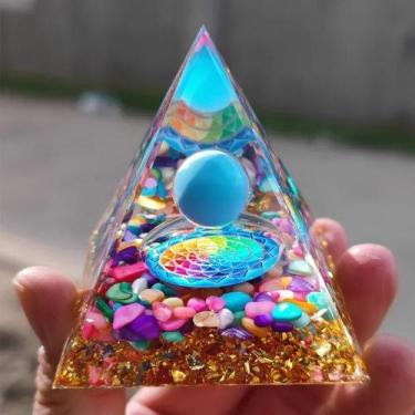 Imagem de Pirâmide De Orgônio De Ametista E Peridoto, Cristal De Cura Com Energi