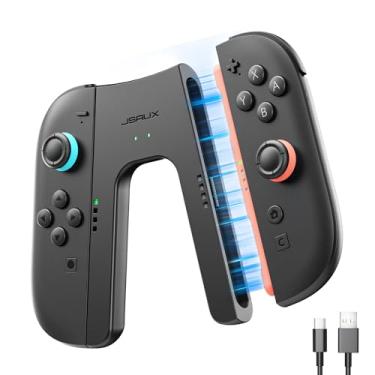Imagem de JSAUX Switch 2 Charging Grip for Nintendo Switch 2, Magnetic Grip Controller Compatible with Switch 2 Joycons, Play While Charging with LED Indicator& 1.5m/4.9ft Charger Cable-Black