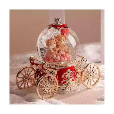 Imagem de ZZTWER Caixa musical fantasia floco de neve abóbora carro bola de cristal caixa de música, globo de neve com luzes coloridas para presente de aniversário, Natal, Ano Novo