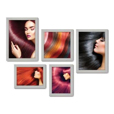 Imagem de Kit Com 5 Quadros Decorativos - Salão de Beleza Cabeleireiro - 059kq01