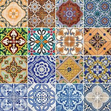 Imagem de Adesivo de Azulejo - Ladrilho Hidráulico - 20cm x 20cm - 16un - 325Azg