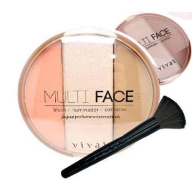 Imagem de Kit Paleta Multiface Vivai 3 em 1 + Pincel Para Blush