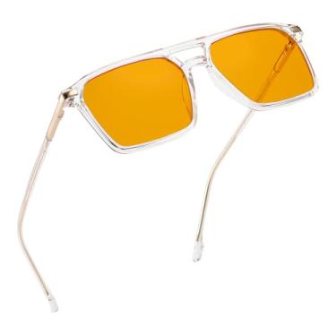 Imagem de ZIHVEUC Óculos de leitura de computador com bloqueio de luz azul âmbar 99% lente laranja para dormir melhor, tensão ocular homens e mulheres leitores de sol, Transparente