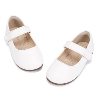 Imagem de Hehainom Sapatos De Bailarina Mary Jane Para Meninas, Sapatilhas Balé Floridas Branco, Couro Pu, 11 M, Eua, Infantil, Festa Casamento, Escola