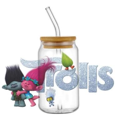 Imagem de Caneca De Vidro Miniso 3D Trolls Cartoon UV DTF De 16oz À Prova d'Água