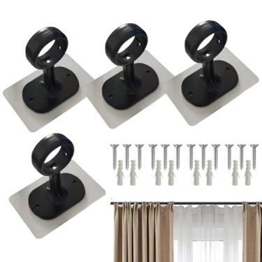 Imagem de Rrlihjgu Suporte De Tecto Para Varão De Cortinado,Conjunto De Suportes Para Montar Vara De Cortina No Teto | 4 Unidades Adesivos Sem Perfuração Ajustável 25 A 32 mm Para Casa Alugada Apartamento