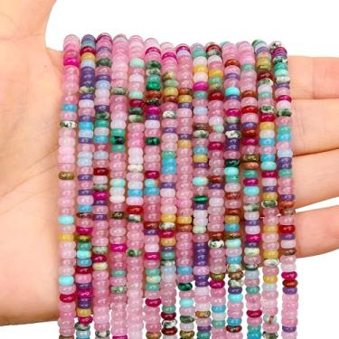 Imagem de BONNY BOXX 1 fio (150 peças) natural 2 * contas coloridas Rondelle de 4 mm, contas de pedra de disco de ábaco natural, pedra preciosa espaçadora solta para pulseira faça você mesmo, colar e fazer