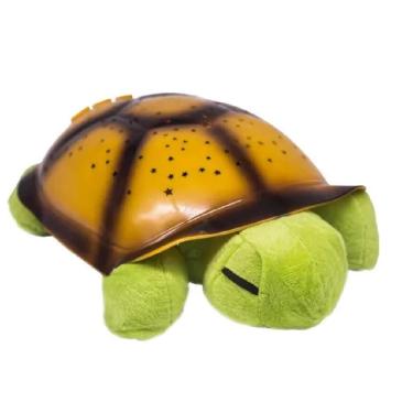 Imagem de Abajur Tartaruga Pelucia Infantil Projetor Estrelas Luz Led Musical Luminaria Nina Bebe Verde