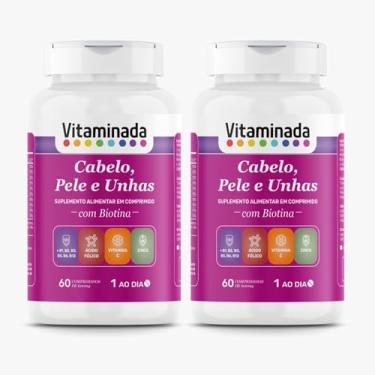 Imagem de Kit 2 Biotina - Cabelo, Pele E Unhas C/ 60 - Vitaminas C, B1, B2, B3, B5, B6, B7(Biotina), B9(Ácido Fólico), B12, Zinco