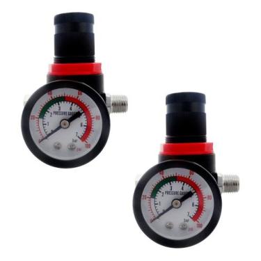 Imagem de kit 2 Regulador de Pressão Pistola Pintura Com Manômetro - LDR2
