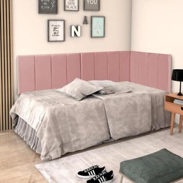 Imagem de Cabeceira Cama Box Solteiro 90 cm Estofada com Proteção Lateral Suspen