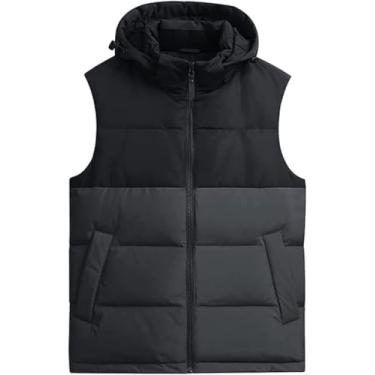 Imagem de Colete Puffer Colete Puffer Para Homens Colete Puffer De Inverno Jaquetas Sem Mangas Colete Com Capuz, G, XXL