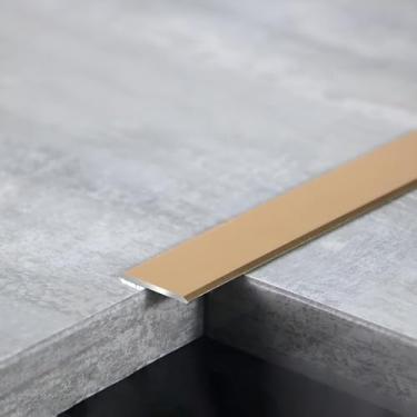 Imagem de Perfil De Transição Laminado De Liga De Alumínio Robusto E Faixa De Cobertura - Tiras De Transição De Rodapé De 3x90 Cm Para Soluções De Piso Sem Costura, Gold, W:60MM