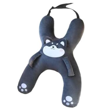 Imagem de Auto Almofada de viagem de carro infantil em forma de X travesseiro de cabeça com comprimento ajustável de até 40 cm, travesseiro de carro de viagem para crianças, meninos e meninas