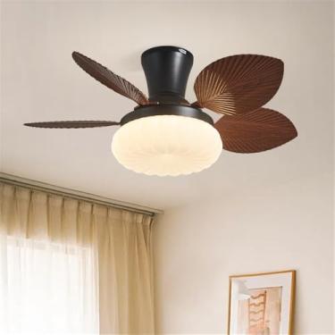 Imagem de OUFULA Luz do fã contemporânea Americano Retro Sala de estar Restaurante Quarto Estudo Quarto Crianças Villa Hotel Café loja de roupas LED Remoto Teto Luz do ventilador (Estilo 3)