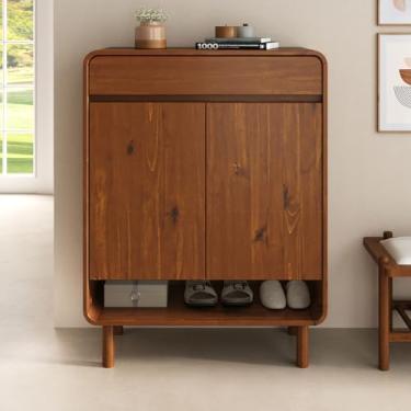 Imagem de IDIMEX Sapateira Vertical Hall Entrada 18 Pares Sapatos 44 Prateleiras Ajustáveis Castanho JUAN