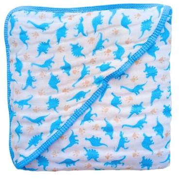 Imagem de Toalha de Banho Bebê Soft Com Capuz Macia 3 Camadas para o Enxoval do Bebê Menino Menina (Dinossauro Azul)