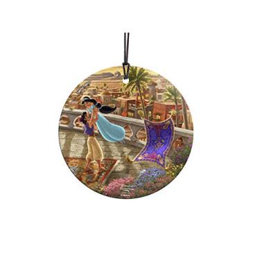 Imagem de Disney – Aladdin – Princesa Jasmine – Dançando no Pôr do Sol do Deserto – Thomas Kinkade – Acessório de Impressão de Vidro Pendurado Starfire de 8,9 cm – Ideal para presentear e colecionar – por Trend