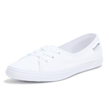 Imagem de Lacoste Tênis feminino Median Base, Branco/Branco, 35
