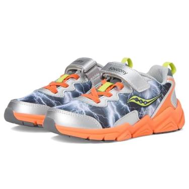 Imagem de Saucony Tênis infantil unissex Flash Alternative Closure 3.0, Cinza/laranja, 11 Wide Big Kid