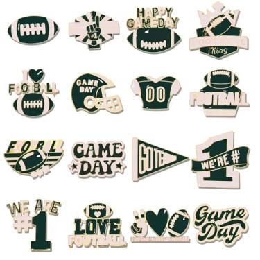 Imagem de JERTOCLE Conjunto de 16 peças de broches de dia de jogo, futebol americano, alfinetes, espirito de equipe, joias, futebol, mãe, acessórios, presentes de festa esportiva, One Size, Metal, Sem Pedra
