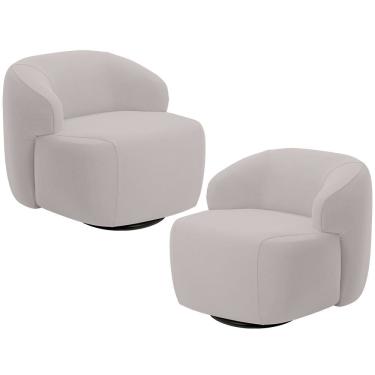 Imagem de Kit 02 Poltronas Decorativa Orgânica Giratória Para Sala Living Barolo L06 Veludo Grafite - Lyam Decor