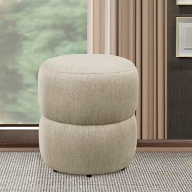 Imagem de Adonai Estofados Puff Redondo Para Sala Decorativo Barcelona Linho Bege