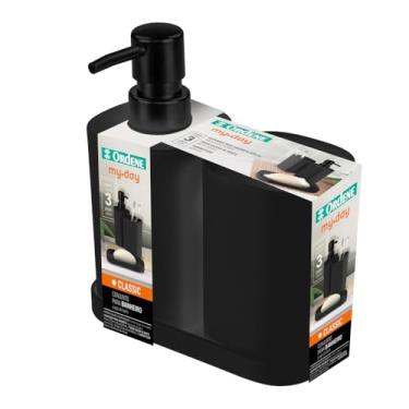 Imagem de Ordene - Conjunto para Banheiro com 3 Peças (Saboneteira, Porta Escovas e Dispenser), Cor Preta, Linha My Day