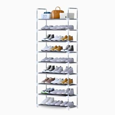 Imagem de Organizador de Sapatos Multiuso com 9 Camadas, Prateleira Alta para Sapatos, Tênis e Bolsas, Estrutura Resistente e Compacta, Ideal para Quarto, Closet ou Entrada Montagem Fácil Sem Parafusos TDEVC