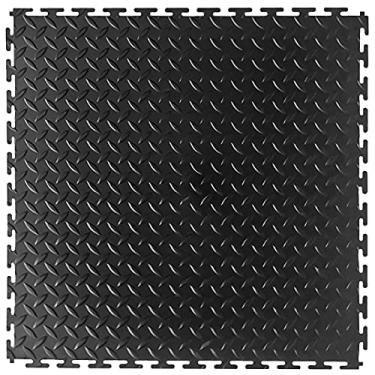 Imagem de VERSATEX Piso de garagem 45,72 x 45,72 cm placa de diamante de borracha quadrada intertravada para academia em casa, piso de garagem, piso de feira, azulejos de porão, pacote com 16 (preto)
