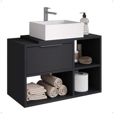 Imagem de Gabinete Suspenso Kauane Para Banheiro Com 1 Porta Basculante e Nichos