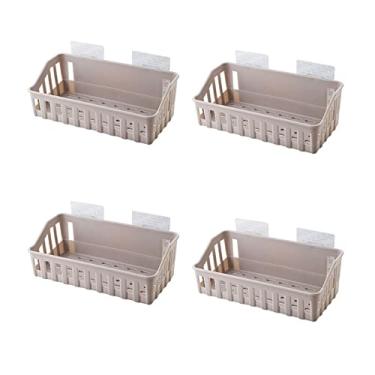 Imagem de hezhuhe2258 Armazenamento de banheiro 4 prateleiras de plástico para vaso sanitário Prateleiras de armazenamento de vaso sanitário Prateleiras de armazenamento de parede não perfuradas essenciais para
