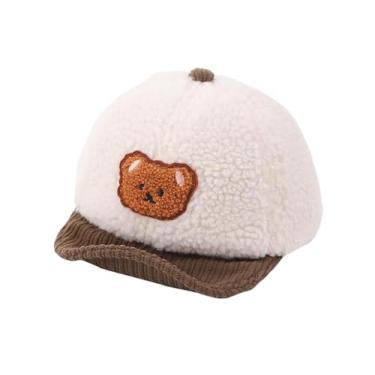Imagem de RYZGOJV Chapéu infantil quente de inverno, chapéu infantil de inverno para crianças, boné infantil de lã unissex urso-branco