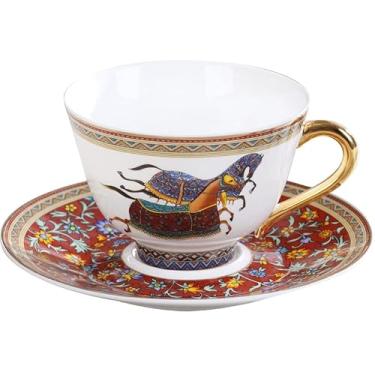 Imagem de Caneca Presentes de Natal Europeu Bone China Conjunto de Café de Porcelana de Grau Superior e Pires Caneca de Café Luxuosa Caneca de Café Presentes Caneca de Café