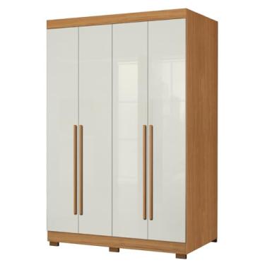 Imagem de Guarda Roupas Solteiro Com 4 Portas 2 Gavetas Creta Madeirado/Off White