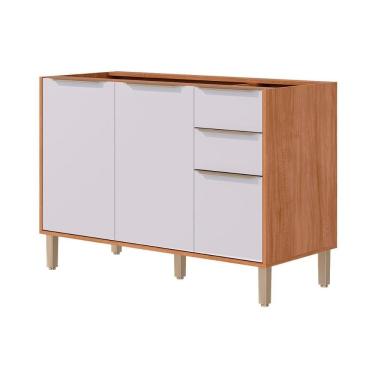 Imagem de Módulo Cozinha Mgm Divina Balcão C- 3 Portas E 2 Gavetas S-tampo 120cm Cinamomo-off White-mgm