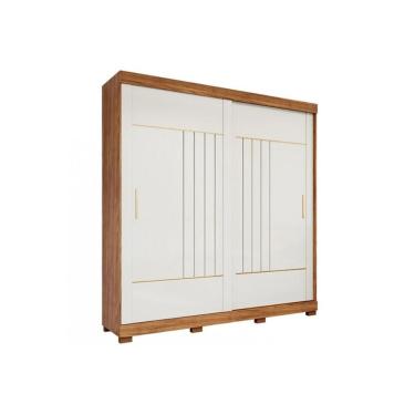 Imagem de Guarda Roupa Casal 2 Portas De Correr E 3 Gavetas C- Pés Ayla Cinamomo-off White - Panan