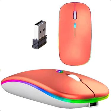 Imagem de Mouse Sem Fio Recarregável Wireles Optico Led Rgb Er Rosa Go