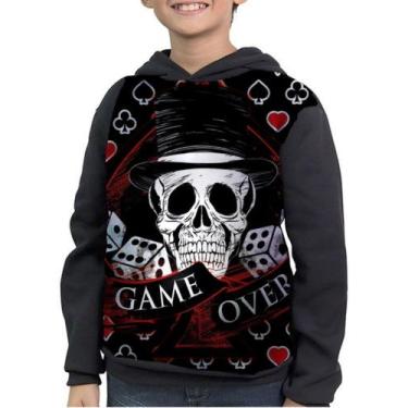 Imagem de Casaco Moletom Infantil Caveira Game Hover Poker - smoke, Preto, 12